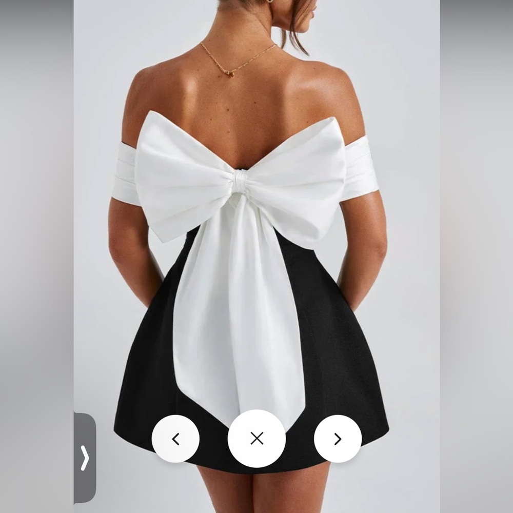 Elegant Black Women's Dress with White Bow 

Small & Medium Available - Picture 7 of 8